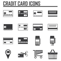 Credit card icons on white background Vector illustration