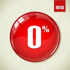 Big red glossy button with 0