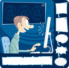 internet user and digital speech bubbles