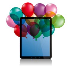Balloons holding a tablet pc N2