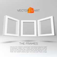 Three white rectangular 3D frames N2