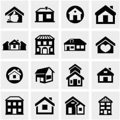 Houses and buildings icons set Real estate N2