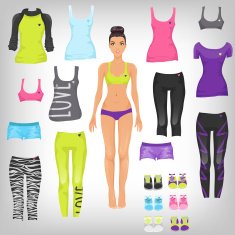 Vector sporty dress up paper doll N2