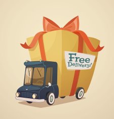 Delivery truck with gift Shipping concept