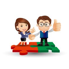 People Set - Business standing on jigsaw puzzle pieces