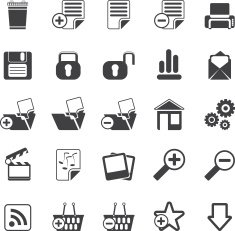 Silhouette 25 Simple Realistic Detailed Internet Icons
