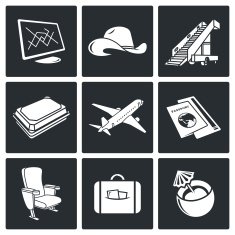 Avia Air flights icon set