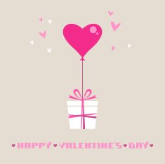 Gift with balloon of hearts N2