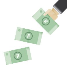 Businessman hands giving money - Russian rubles (RUB)
