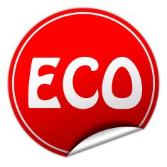 ECO round red sticker on white background
