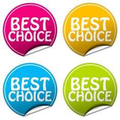 Best Choice round stickers set on white background
