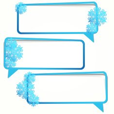 Blue snowflake speech bubbles set