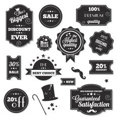 Set of Vintage Retro Stickers Labels and Ribbons