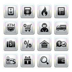 Shopping icons square gray Web 2 0