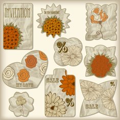 Vector Set of Shiny Foil Vintage Cards