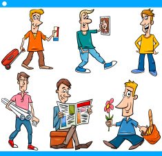 men characters set cartoon illustration N3