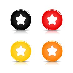 Star sign circle icon glossy black red yellow orange button