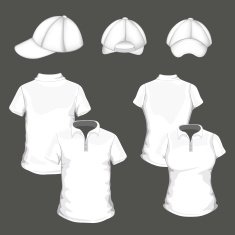 Vector polo shirt and baseball cap design templates N2
