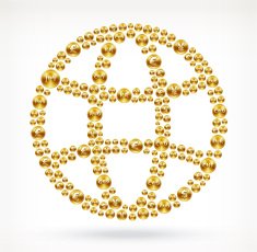 Globe on Gold Coin Buttons