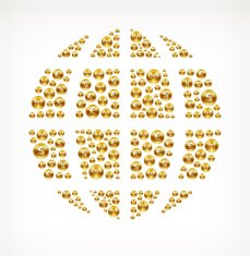 Globe on Gold Coin Buttons N2