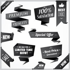 Black and white origami promotion ribbons