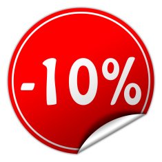 discount round red sticker on white background N10