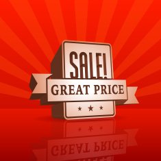 Red 3D vector text of sale discount price offer N77