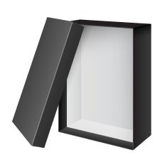 Black blank Cardboard Package Box Opened N3
