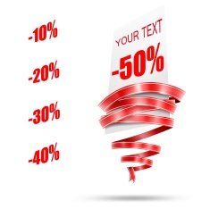 Sale tag and red ribbon