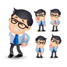 People Set - Sick Businessman with pain and diseases