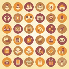 Social Networking Round Icons Set