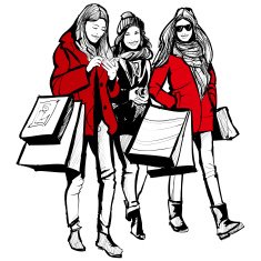 Three young fashionable women shopping N2