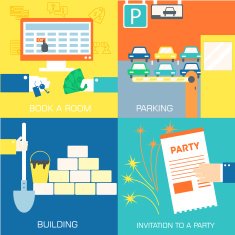 set of flat communication background design in retro style N2