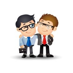 Two businessman holding each other's shoulder in teamwork