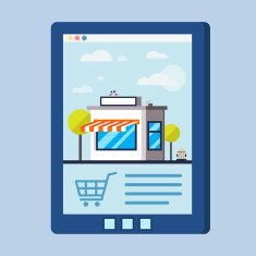 Flat design vector concept with shop illustration