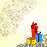Holiday card with three gift boxes and bows N3