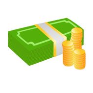 Vector illustration money bills and coins