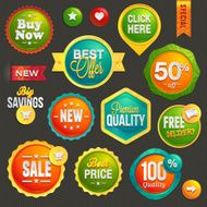 Set of labels and icons