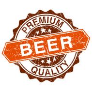 Beer grungy stamp isolated on white background
