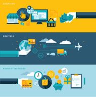 Flat design concepts for online shopping delivery and payment methods N2