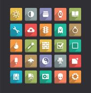 Trendy Vector Icons With Long Shadow Set 9