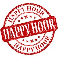 Happy hour grunge red round stamp