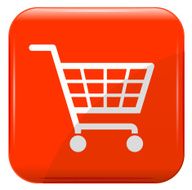 Shopping basket sign on red button