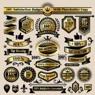 100 Satisfaction Guaranteed Badges Black and Gold Set N2