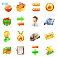 Shop icons delivery support sale money shopping cart new price