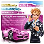 Businesswoman dealership in car sales salon