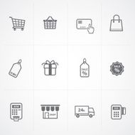 supermarket services Shopping Icons set