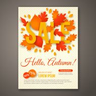 Autumn Sale flyer design with colorful leaves N3