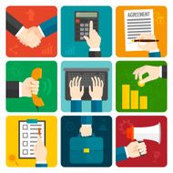 Business Hands Flat Set N2