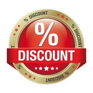 percent discount red gold button